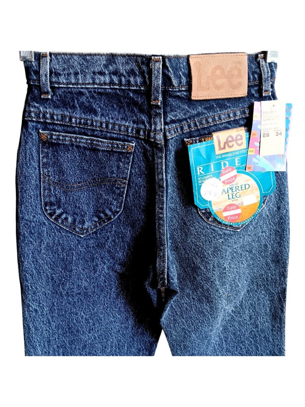 Vintage Jeans 26x34 Acid Glacier Lee 1980's RIDERS TAPERED LEG DENIM NEW NWT